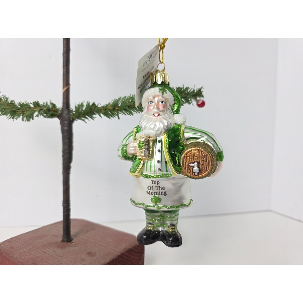 Kurt‎ Adler Glass ornament Christmas St Patrick's Day Santa Claus Top Morning